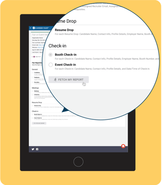 Interface of fetching report for booth check-in